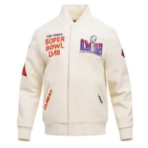 Superbowl Lviii Off white Wool And Leather Varsity Jacket