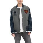 Tommy Hilfiger Gray/navy Chicago Bears Gunner Full-zip Varsity Jacket