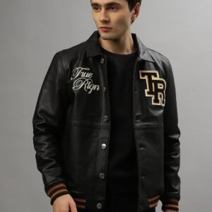 True Religion Men Embroidered Full Sleeves Spread Collar Jacket