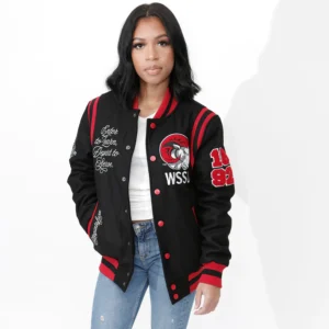 WSSU Black And Red Wool Varsity Jacket