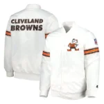 White Cleveland Browns The Power Forward Satin Jacket White Cleveland Browns The Power Forward Satin Jacket