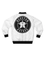 White Houston Astros Bomber Satin Jacket White Houston Astros Bomber Satin Jacket