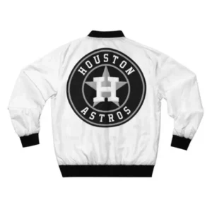 White Houston Astros Bomber Satin Jacket