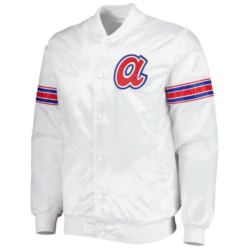 White MLB Team Atlanta Braves Satin Jacket White MLB Team Atlanta Braves Satin Jacket