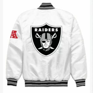 White NFL Team Las Vegas Raiders Satin Jacket