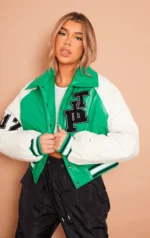 Women Varsity Bomber Leather Jacket Women Varsity Bomber Leather Jacket