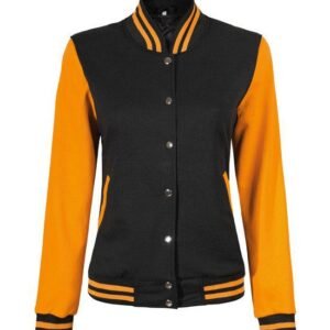 Womens Baseball Style Yellow And Black Varsity Jacket