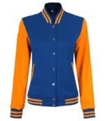 Womens Baseball Style Yellow And Royal Blue Varsity Jacket