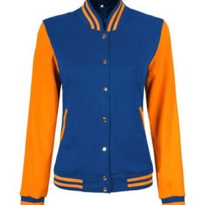 Womens Baseball Style Yellow And Royal Blue Varsity Jacket