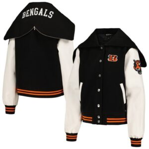 Women's Black Cincinnati Bengals Full-snap Hooded Varsity Jacket