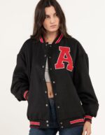 Womens Black Varsity And Letterman Jacket