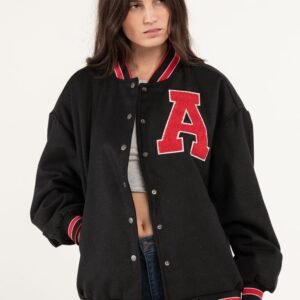 Womens Black Varsity And Letterman Jacket