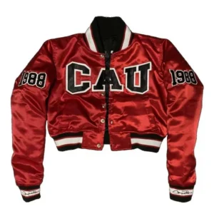 Womens Clark Atlanta University Burgundy Satin Jacket