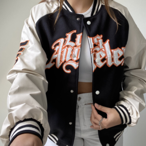 Womens Los Angeles Black And White Varsity Jacket