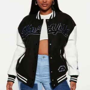 Womens New York Black And White Varsity Jacket