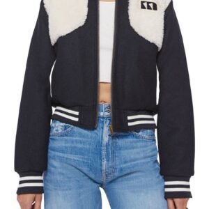 Women's Vested Faux Fur Crop Varsity Jacket