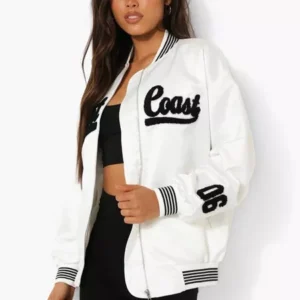 Womens West Coast White Letterman Jacket