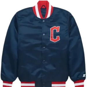 X Cleveland Guardians Blue Satin Jacket