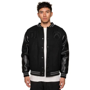 Xbox Black Wool And Leather Letterman Jacket