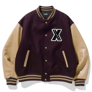 Xlarge Purple Wool And Leather Varsity Jacket