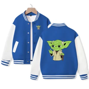 Yoda Baseball Blue And White Wool Varsity Jacket