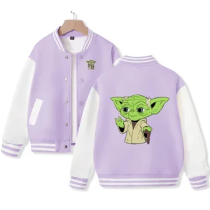 Yoda Baseball Purple And White Wool Varsity Jacket
