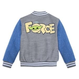 Yoda Force Grey And Blue Fleece Letterman Jacket