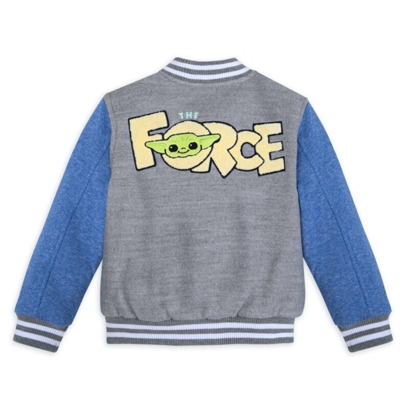 Yoda Force Grey And Blue Fleece Letterman Jacket