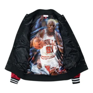 Iconic Ness Dennis Rodman Satin Jacket 3 Time Champion Edition