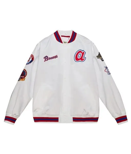 Atlanta Braves City Collection White Varsity Satin Jacket Atlanta Braves City Collection White Varsity Satin Jacket