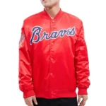 MLB Atlanta Braves Big Logo Red Satin Jacket