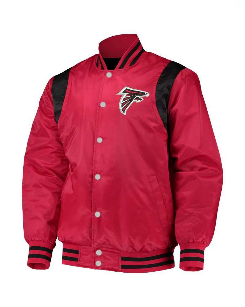 Atlanta Falcons NFL Red And Black Satin Jacket Atlanta Falcons NFL Red And Black Satin Jacket