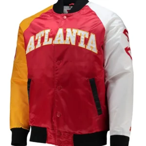 Black Yellow Atlanta Hawks NBA Block Leather Jacket