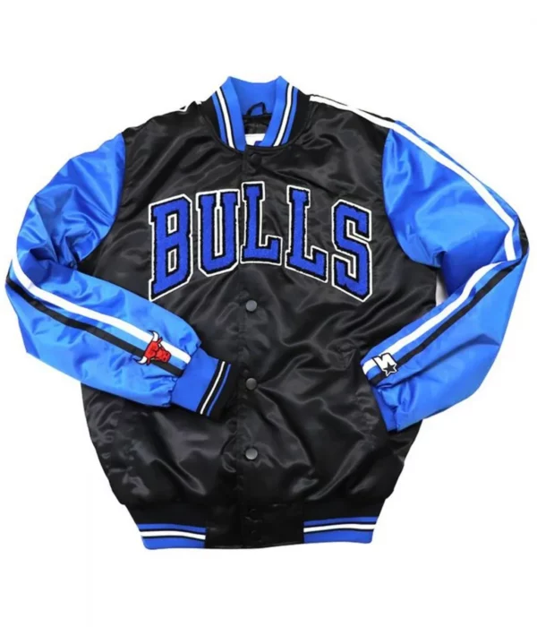 Chicago Bulls Black and Blue Satin Jacket Chicago Bulls Black and Blue Satin Jacket
