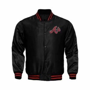 Black MLB Atlanta Braves Locker Room Satin Jacket