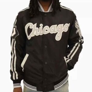 Black MLB Chicago White Sox Satin Jacket
