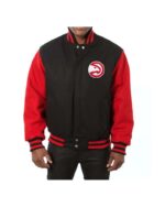 Black Red NBA Atlanta Hawks Varsity Jacket