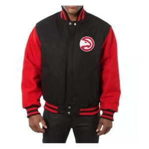 Black Red NBA Atlanta Hawks Varsity Jacket