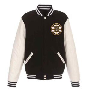Black White Boston Bruins Varsity Jacket