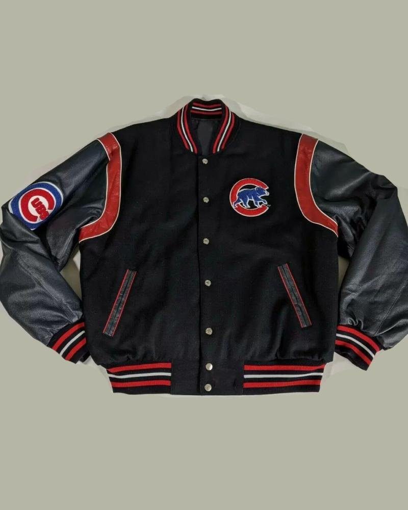 blue-jeff-hamilton-chicago-cubs-wool-leather-jacket.jpg Black Jeff Hamilton Chicago Cubs Wool Leather Jacket