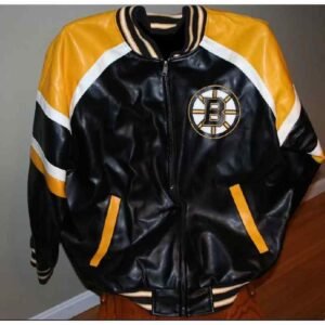 Boston Bruins Black Yellow NHL Leather Jacket