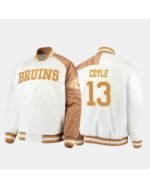Boston Bruins Charlie Coyle 13 White Satin Jacket