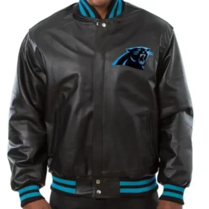 Varsity Carolina Panthers Black Leather Jacket