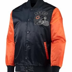 Chicago Bears Black Throwback NFL Satin Jacket