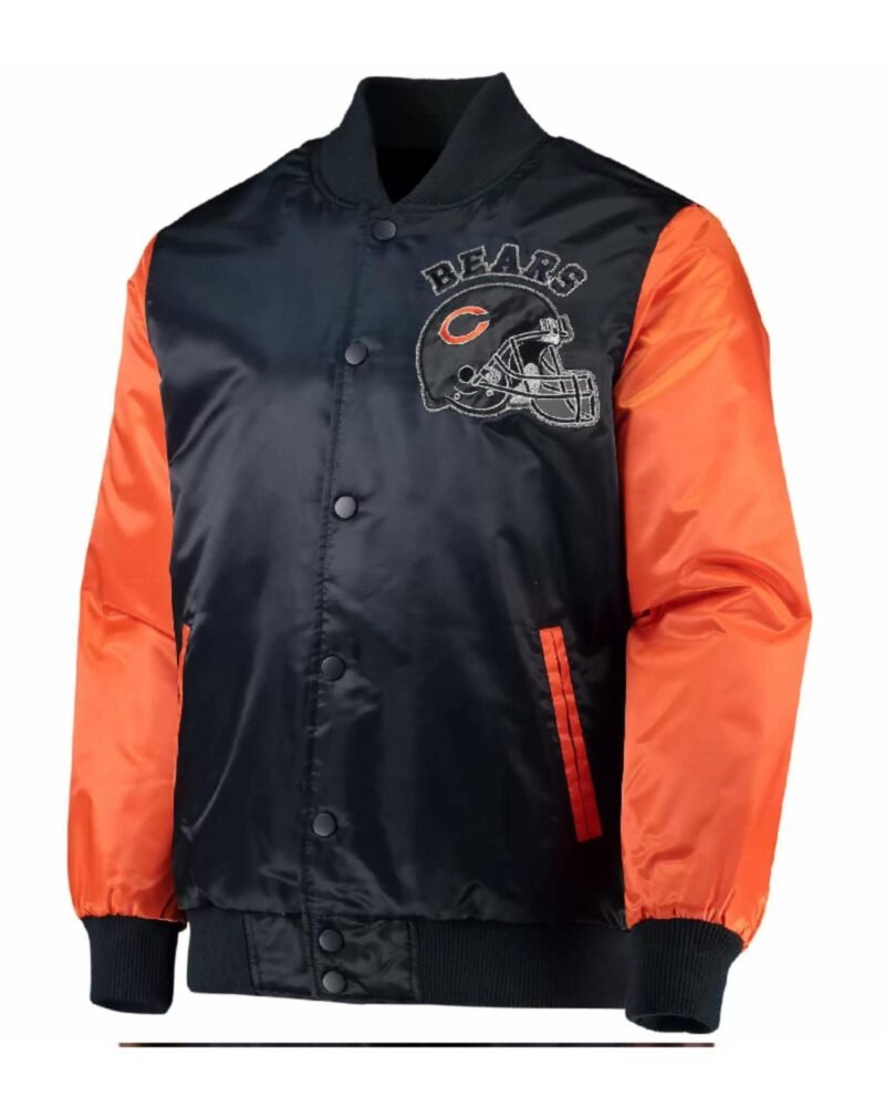 Chicago Bears Black Throwback NFL Satin Jacket