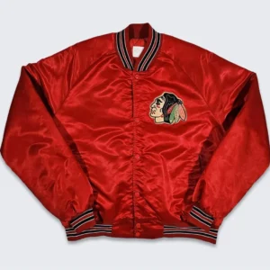 80s Chicago Blackhawks Red Bomber Jacket