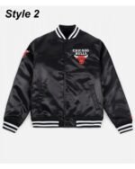 Chicago Bulls Black Satin Bomber Jacket