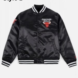 Chicago Bulls Black Satin Bomber Jacket