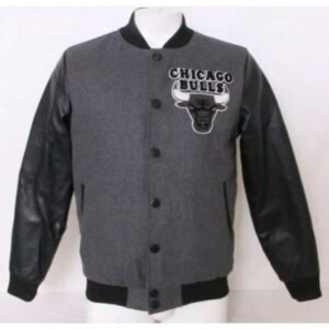 Chicago Bulls NBA Grey Varsity Letterman Jacket