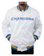 Starter Chargers Light White Bomber Jacket